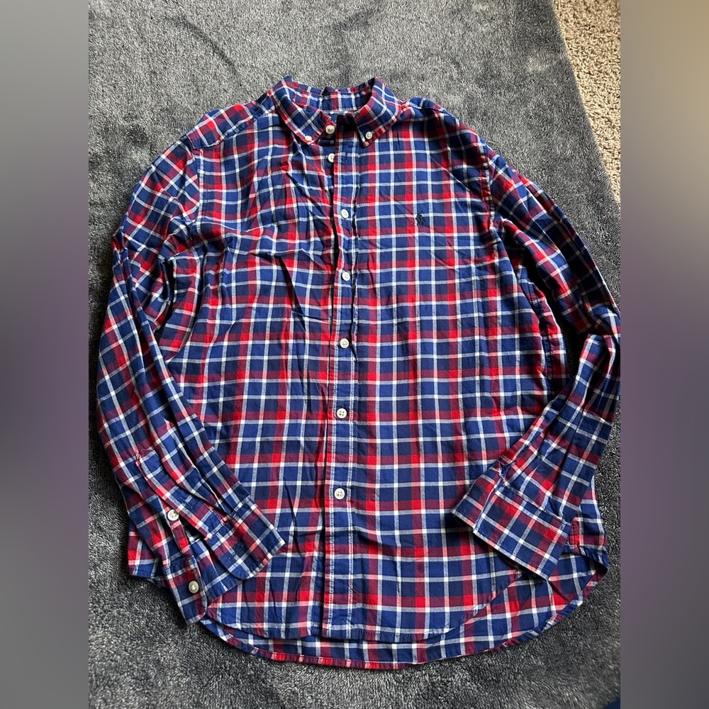 Ralph Lauren Navy and Red Plaid Button-Down Shirt